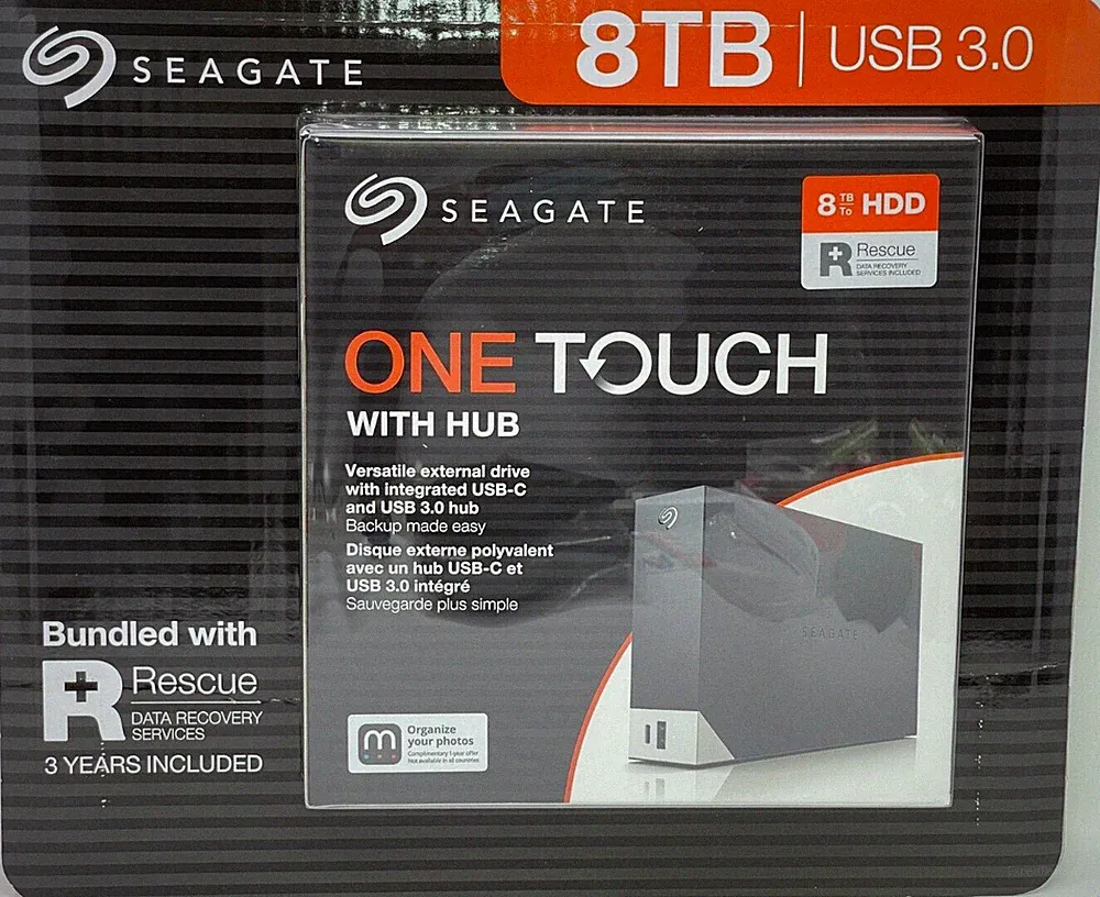 Seagate One Touch 8 TB Hub Desktop External Hard Drive HD USB-C USB 3.0 Ports...